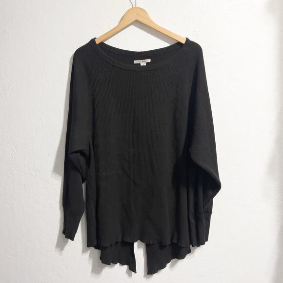 Free People Small Amelia Thermal Top Split Back Oversized Waffle Knit Cotton - Picture 1 of 6
